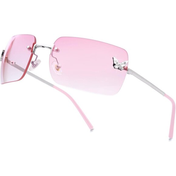 Rectangular Y2K Sunglasses Frameless UV400 Tinted Lens Fashion Shades main image 7